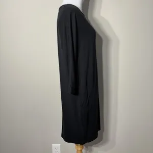 Garnet Hill‎ Tunic Dress XS Black 3/4 Sleeve Stretch Minimalist Tencel Lyocell thumbnail 5