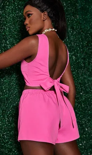 Tie Back Two Piece Set Pink thumbnail 3