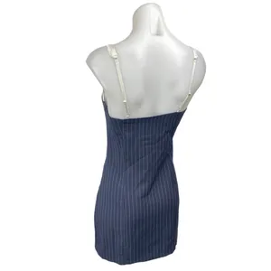 Edikted Blue Lace Pinstriped Sleeveless Cami Camisole Mini Bodycon Dress Size S thumbnail 2