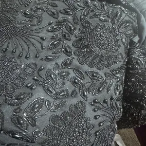 Vintage 90s Laurence Kazar Silk Dress Black fully Beaded Statement Formal XL‎ thumbnail 10
