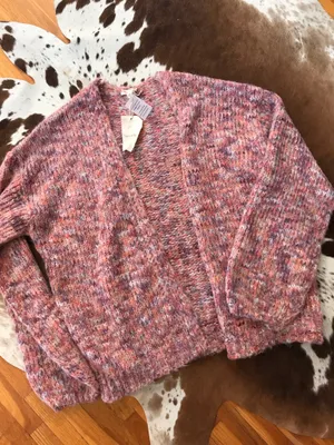 NWT Hem & Thread Mixed Yarn Cardigan sz L thumbnail 2