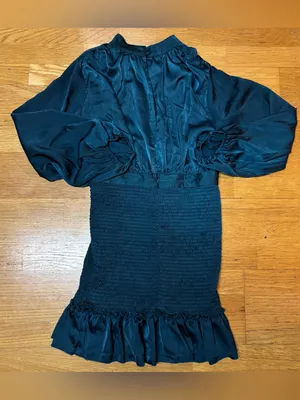 NEW Line & Dot Emerald Silky Elliot Ruched Luxury Wedding Guest Event Dress M thumbnail 7