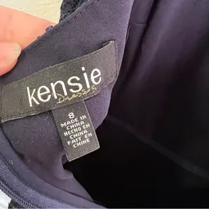 Kensie Women's Size 8 Fit & Flare Dress Navy Blue Scalloped Lace Open Back Cap thumbnail 11
