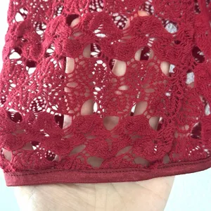 Vintage Y2K Crochet Bolero Shrug Red Buttons Collared Wrapper Indie Cottage S/M thumbnail 8