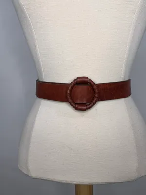 Womens Leather Boho Minimalist Brown Buckle Belt thumbnail 3