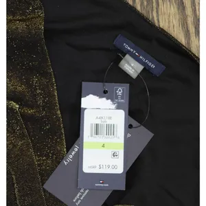 NWT Tommy Hilfiger Ruched Velvet Puff Sleeve Fit Flare Dress Bronze / Black 4 thumbnail 7