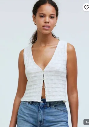 Madewell Sleeveless V-Neck Cropped Tank Top Vest in Creamy White Sz L thumbnail 1