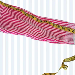 Pink and White Striped V-Neck Knit Sweater w Relaxed Boxy Fit LG/OS thumbnail 7