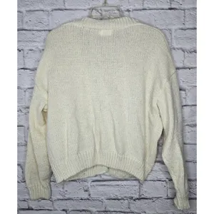 Luna Ivy Oversized Cream Strawberry Knit Cardigan Sweater Womens Medium Preppy thumbnail 6