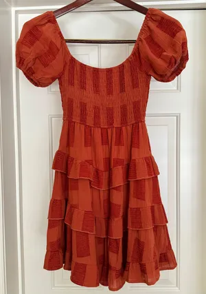 Altar’d State Rust Orange Tiered Dress XS thumbnail 1