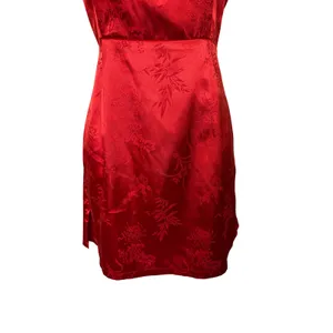 Pretty Little Thing Red Satin Floral Print Mini Dress Size‎ 6 thumbnail 3
