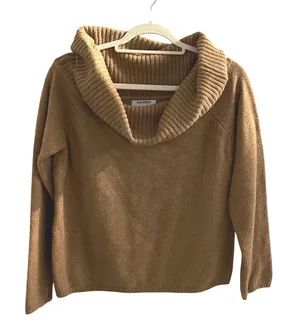 Old Navy Women's Tan Cowl Neck Sweater Long Sleeve Knit Size‎ L thumbnail 1