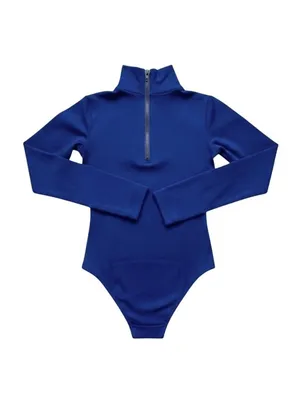 Body Wrappers Adult S Royal Blue Turtleneck Leotard Cheer Snap Crotch Zip Back thumbnail 4
