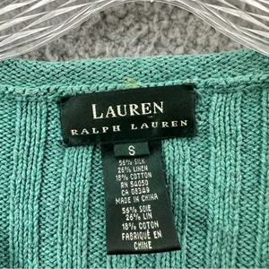 Vintage Lauren Ralph Lauren Silk Linen Knit Sweater Ribbed Preppy Y2K Women' S‎ thumbnail 4