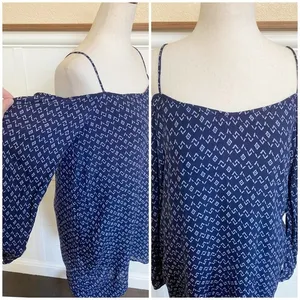 Anthropologie Cloth & Stone Cold Shoulder Swing Dress in True Navy -‎ XS thumbnail 5