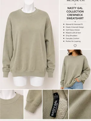 Nasty Gal Olive Green Crewneck Sweatshirt thumbnail 2