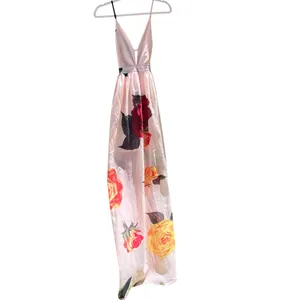 Aura Pink Sleeveless Backless Maxi Dress with Floral Print‎ Small thumbnail 7