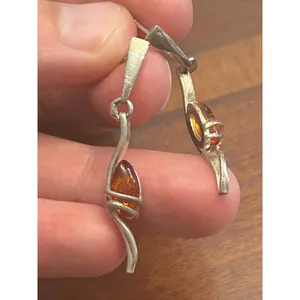 925 Sterling silver earrings v98 3.23g 1.5inch thumbnail 4