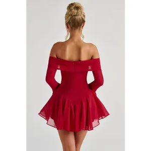 NWT Babyboo Nerissa Red Ruffle Bell Long Sleeve Romper Playsuit Womens Size M thumbnail 2