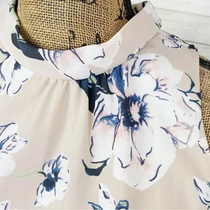 Astr the Label Floral Chiffon‎ Layered Split Black Crop Blouse Blush XS thumbnail 6
