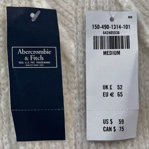 Abercrombie & Fitch Crewneck Knit Sweater | Zip Shoulder Cream NWT thumbnail 8