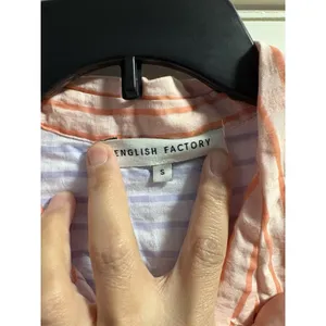English Factory Button Down Shirt Womens Small Multicolor Pastel Gingham Striped thumbnail 3