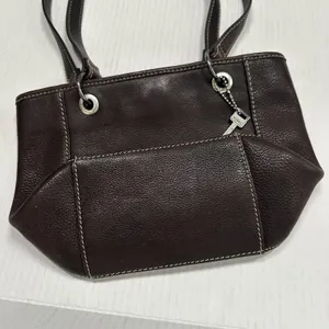 Fossil Shoulder Bag Womens Small Brown Leather Double Strap Key Charm Lined thumbnail 9