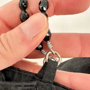 Vintage 90s Das Women's Swirl Print Textured Beaded Strap Purse Mini Bag‎ Black thumbnail 4