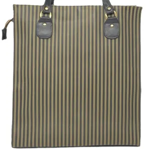 Ladies Large Tote Bag Purse ~ Khaki Green Tan & Black Stripe ~ Shopping HandBag thumbnail 4