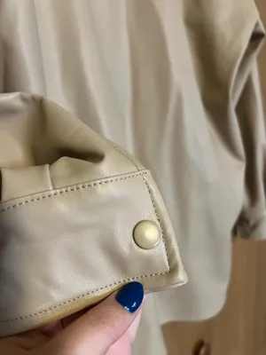 Leather Oversized Shirt Jacket Button Up Jacket Tan Size XL thumbnail 5
