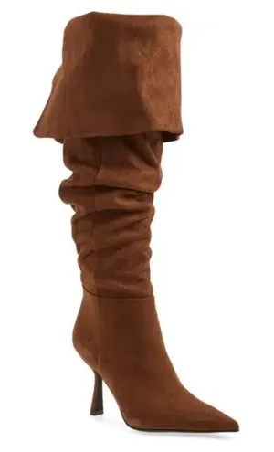 Jeffrey Campbell‎ Acclaim Thigh High Boots Size 8.5 Brown Faux Suede Pointed Toe thumbnail 1