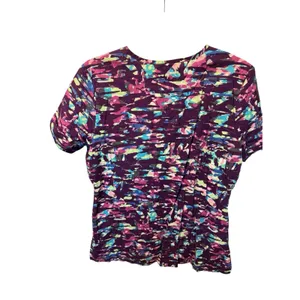 Women's Scrubstar Purple Blue Green Cotton Scrub Top Size Medium WM731XS EUC thumbnail 2