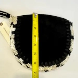 Anthropologie Jasper & Jeera Leather Crocheted Clutch Handbag thumbnail 3