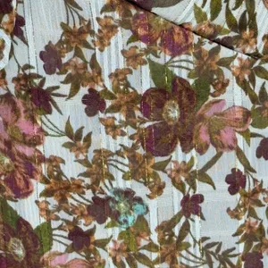 Taylor Floral High-Low Midi Dress‎ 8 Brown Gold Metallic Boho Puff Sleeve thumbnail 11