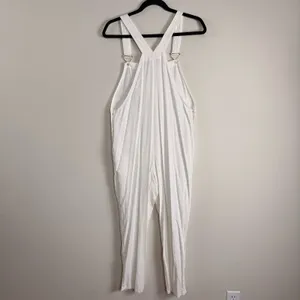 Stoney Clover Lane White Linen Blend Overalls with Heart Hardware‎ Size S thumbnail 2
