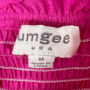 Umgee Hot Pink Smocked Bodice Puff Sleeve Ruffle Dress Size Medium thumbnail 5