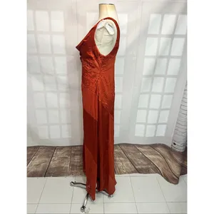 ASOS Design NWT Rust Lace Sleeveless Cowl Neck Satin Maxi Dress Size 8 thumbnail 6