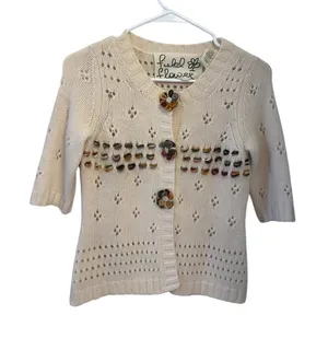Field Flower Short Sleeve Snap Close Sweater/ Cardigan; Size Xs thumbnail 1