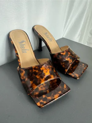 SHEIN Tortoiseshell Brown Square-Toe Slide Heels size 6 thumbnail 2