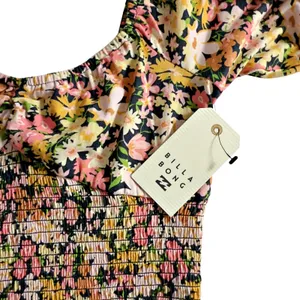 Billabong Get Along Puff Sleeve Crop Top Size Floral thumbnail 6