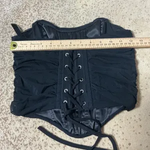 Renaissance Victorian‎ Ruched Mesh Lace Up Corset Belt Boned Waist Cincher XS thumbnail 5