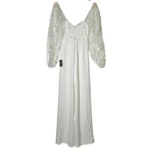 Lulus Darling Charisma White Mesh Embroidered Jumpsuit 9J2773 XS Wedding Bridal thumbnail 4