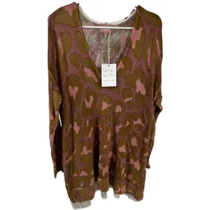 Show Me Your Mumu Hug Me Sweater Oversized Knit High Low Rosy Leopard Me M NWT thumbnail 2