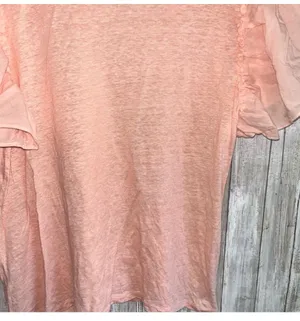 Loft Linen Pink Puff Sleeve Blouse •Large Petite thumbnail 3