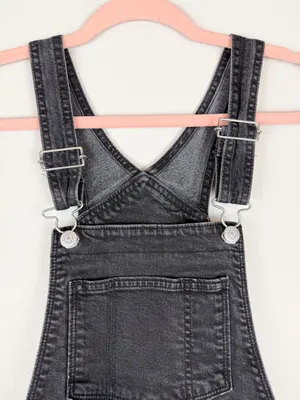 Levi’s Premium Ribcage Wide Leg Cropped Overalls Washed Black Size 25 thumbnail 8