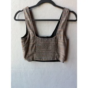 Free People Plaid Corset Crop Top XS Dark Academia Coquette‎ Bustier thumbnail 3