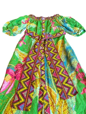 Farm Rio Banana Leaves Off-the-Shoulder Midi Dress Bright Colorful Size Small thumbnail 6