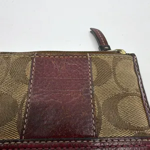 Coach Mini Skinny Brown Signature C Canvas & Leather Coin Ca thumbnail 2