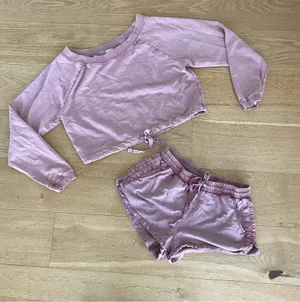 L * Space - Lounge Shorts & Crop Sweatshirt Set in Dusty Pink thumbnail 1