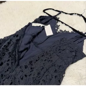 NEW ASTR Lace A-Line Midi Dress in Navy Blue Small thumbnail 8